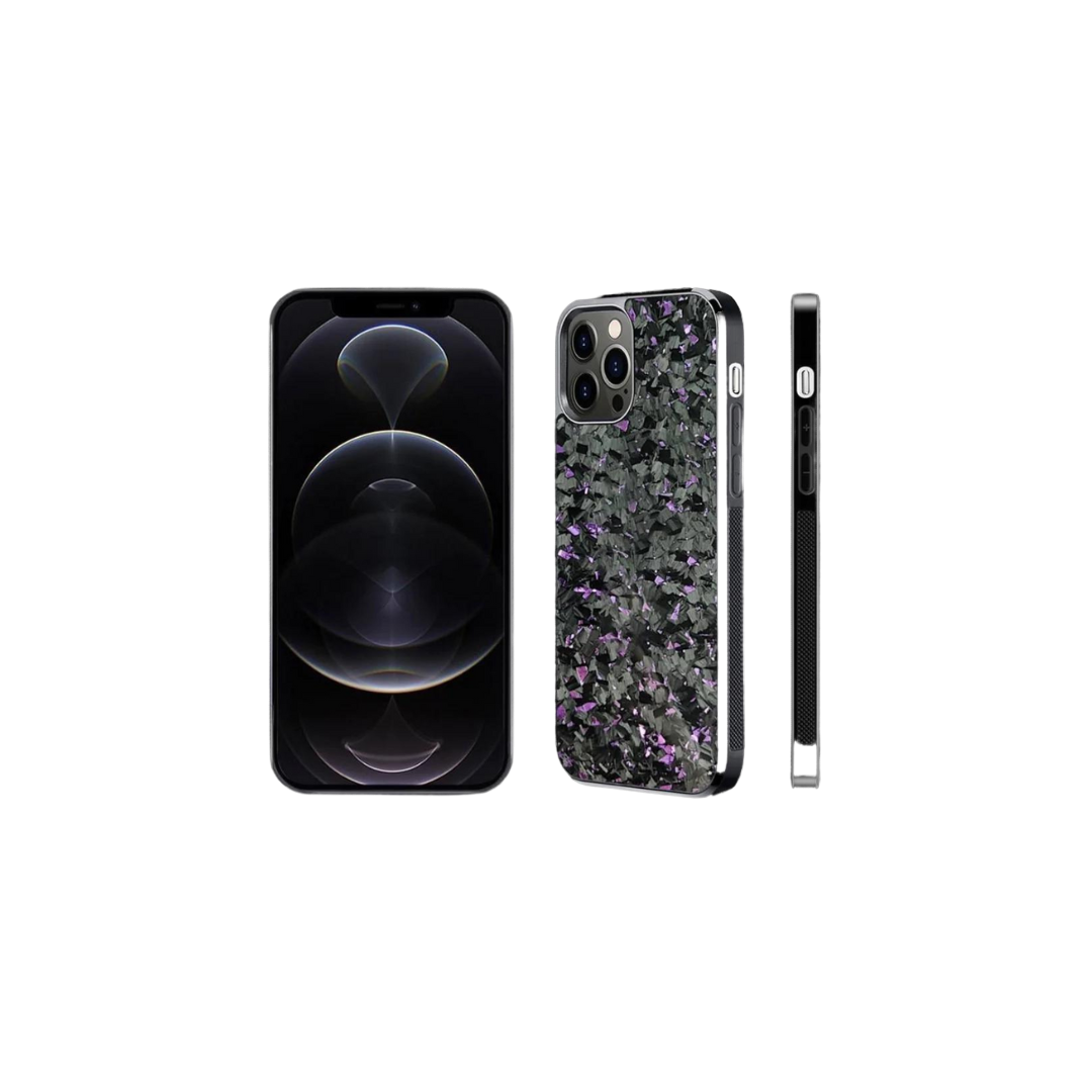 a black phone with a purple flower on it
