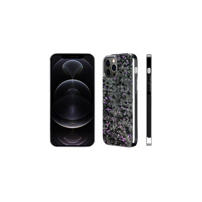 a black phone with a purple flower on it