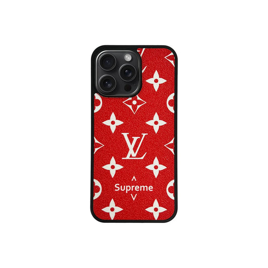 Classic Mono Full Cover iPhone Case - Red Sup