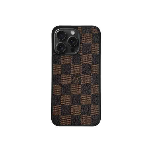 Checkered Full Cover iPhone Case - Brown