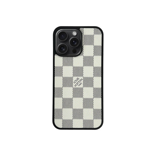 Classic Checkered Full Cover iPhone Case - White