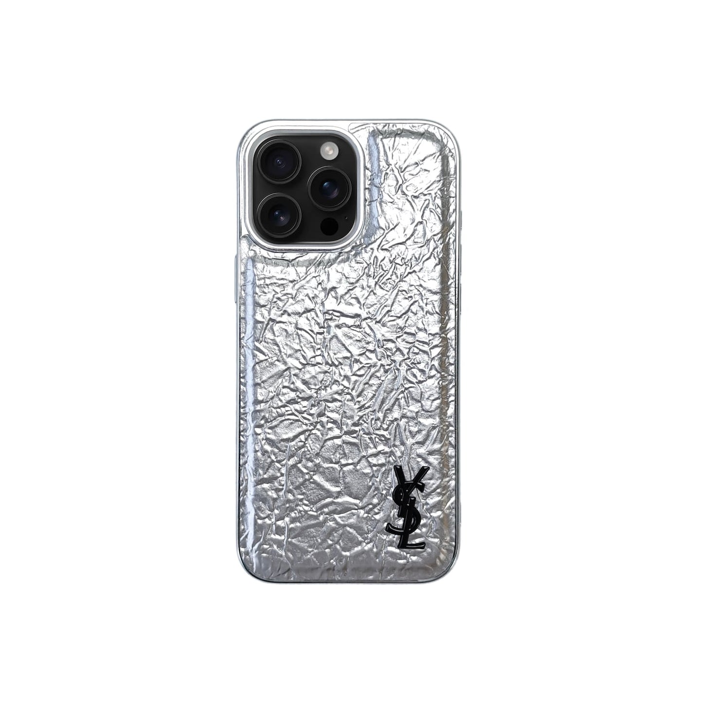 Silver YL Metallic x Leather iPhone Case