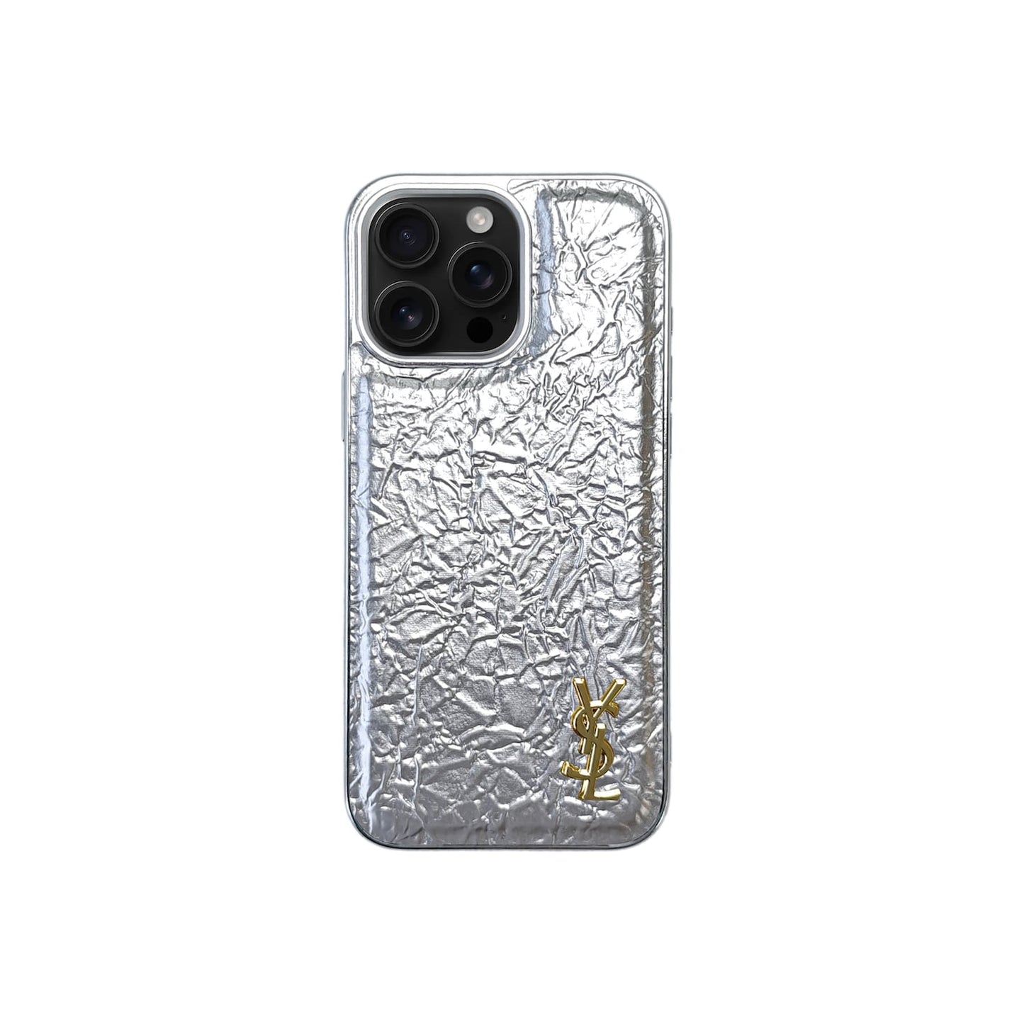 Silver YL Metallic x Leather iPhone Case