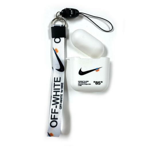 Off-White Crystal White Silicone ShockProof AirPods Case + Lanyard