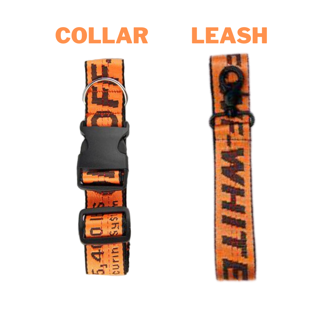 OW (Woof-White) Dog Collar + Leash