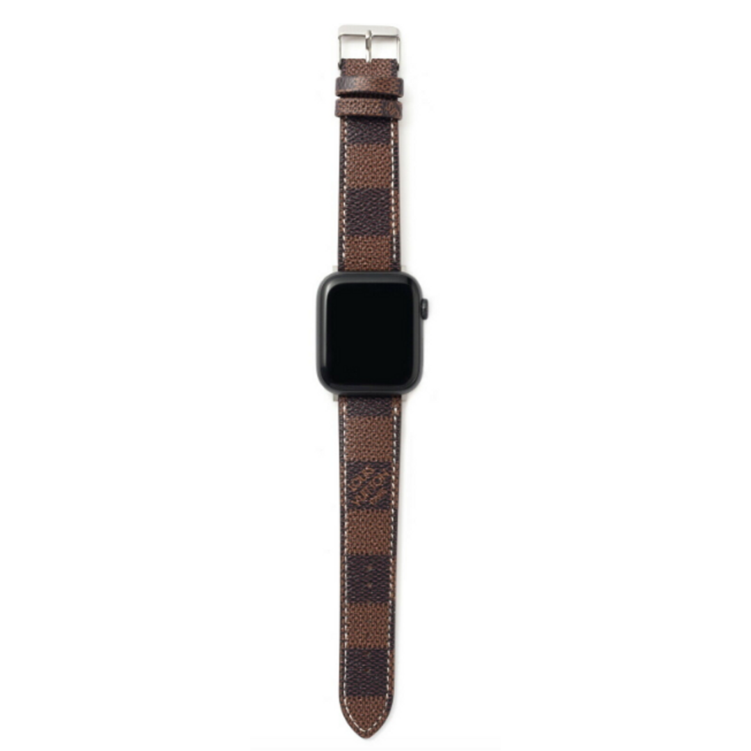 Checkered Pattern Brown Apple Watch Band