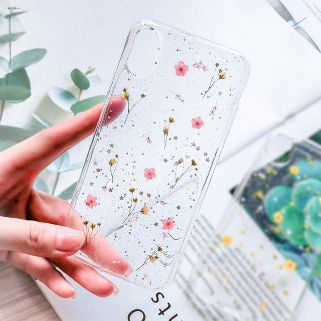 Clear Sprinkle Flowers iPhone Case