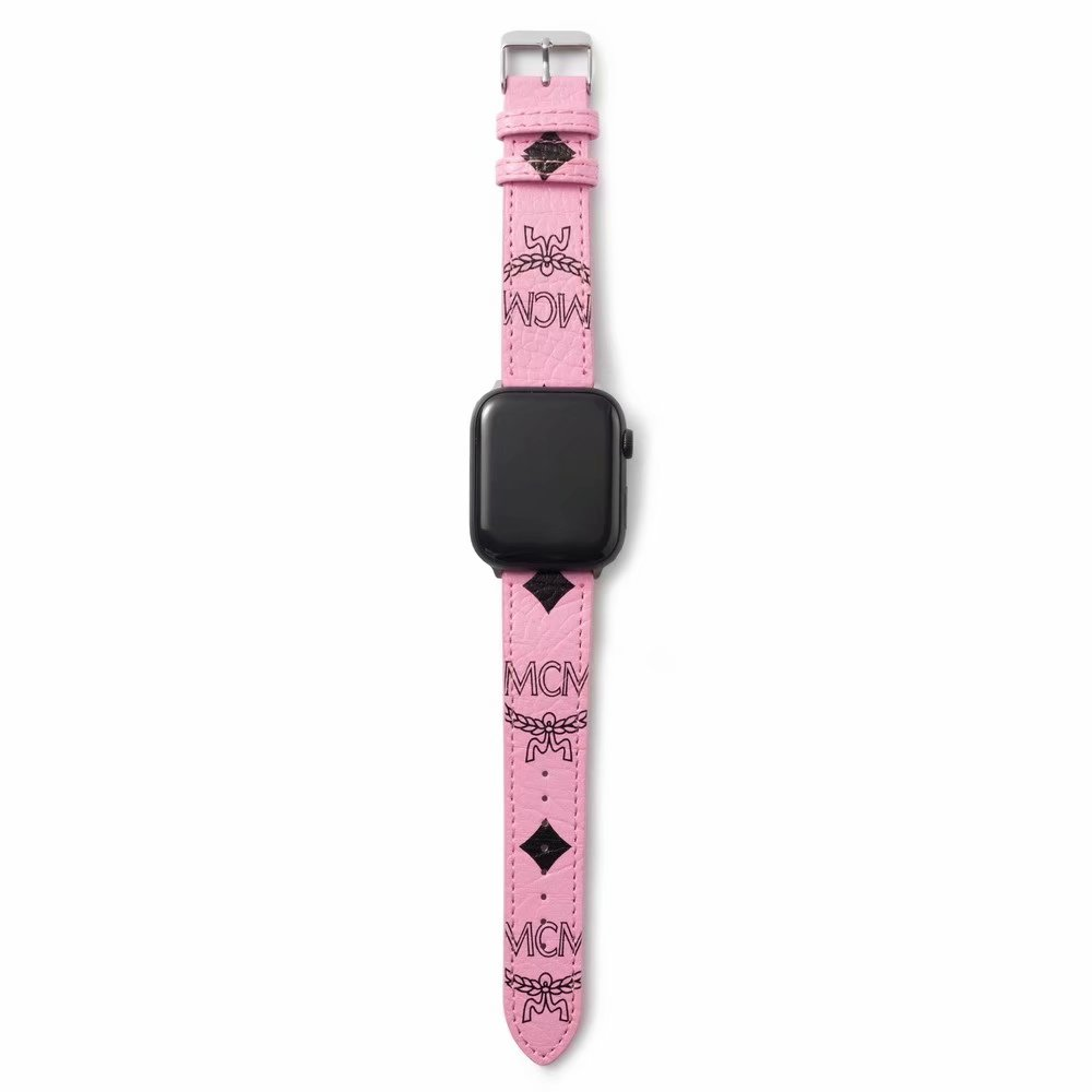 MM Pink Leather Apple Watch Band