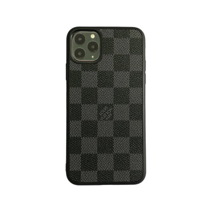 Checkered Full Cover iPhone Case - Black
